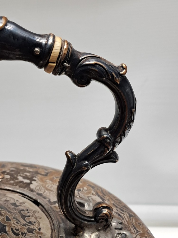 Antique 1850’s Silverplate Tea Kettle Sheffield? England With Stand & Burner