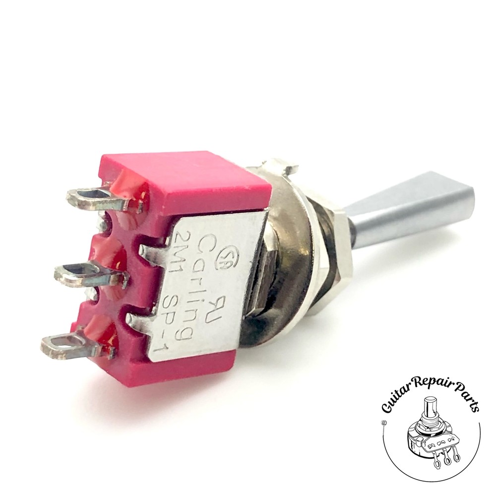 Carling SPDT On-On 2 Position Mini Toggle Switch w. Flat Bat - Chrome