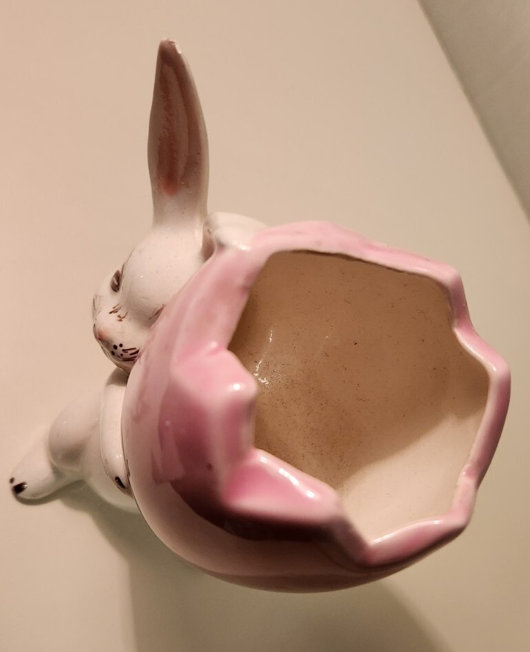 EASTER Bunny CANDY DISHBunny Rabbit with Egg Trinket Dish