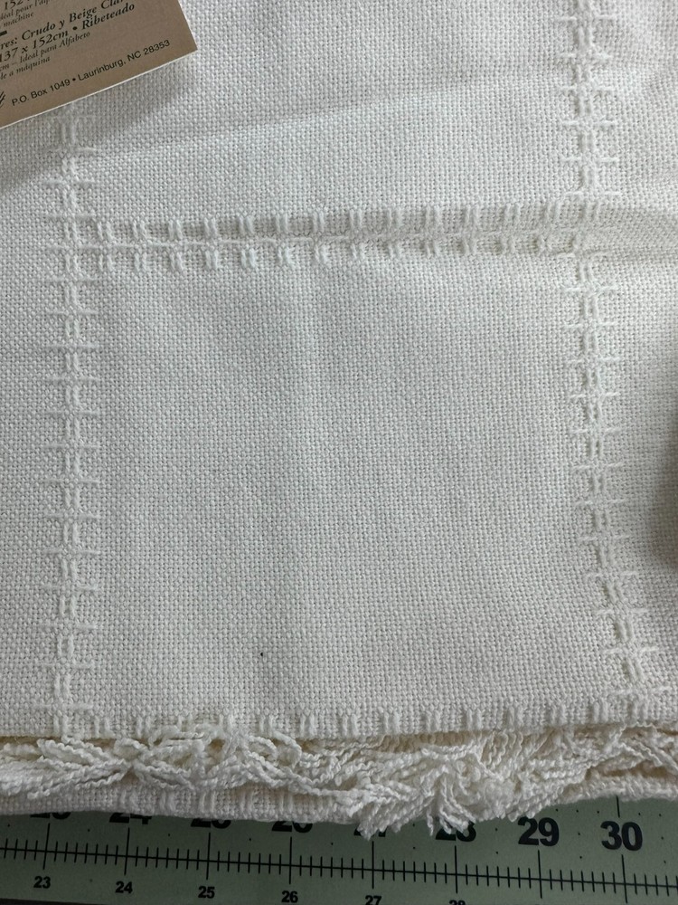 Alphabet Afghan ecru fabric plus Two by Two chart