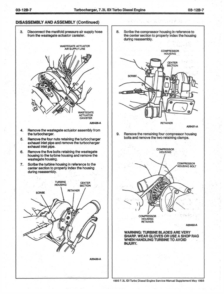 1993 Ford Truck 7.3L IDI Turbo Diesel Engine Service Repair Manual Supplement