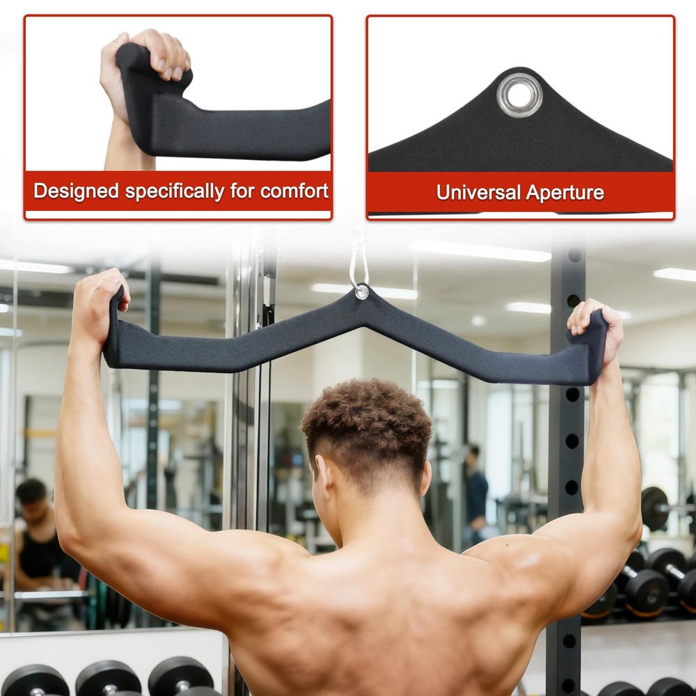 LAT Pulldown Attachments, 5 Pieces Cable Machine Rowing Bar Set, Back Bicep C...