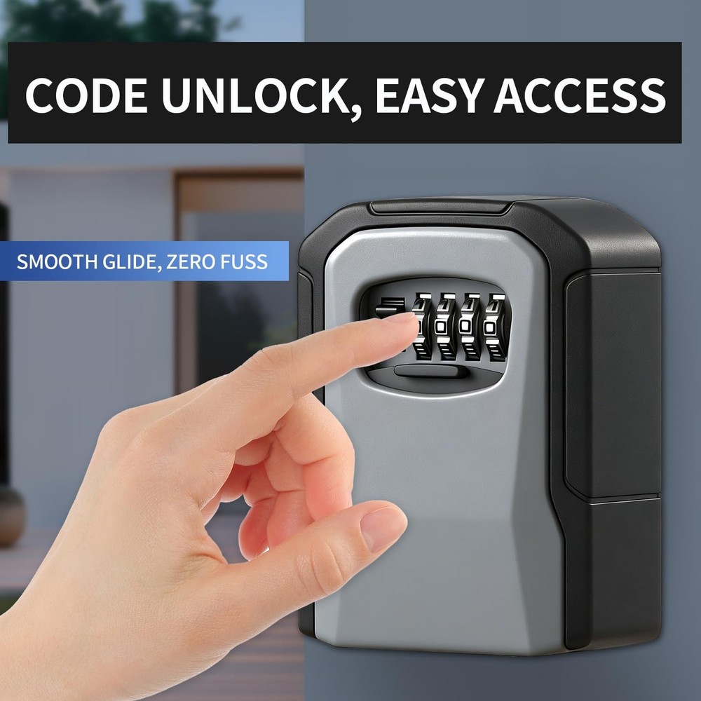 Lock Box, Key Lock Box Resettable Combination Lockbox Wall Mount Waterproof S...