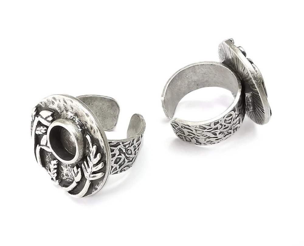 Flower Ring Setting , Tulip Ring, Branch Round Ring Blank , Cabochon Mounting