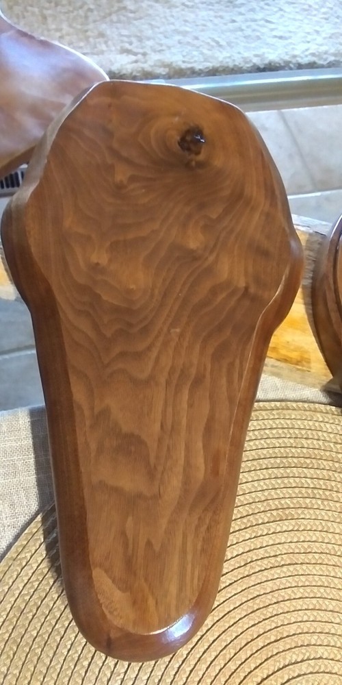 Solid Walnut European Deer Skull Mount Plaque. Wall face plate Handcrafted.