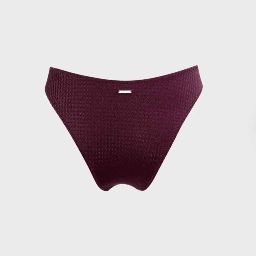 Berlook Burgundy Solid Textured Bikini Bottom ONLY 62