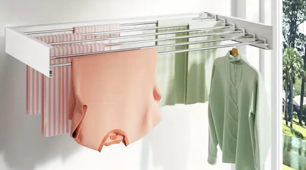 Wall mounted clothes drying rack, wall mounted clothes drying rack