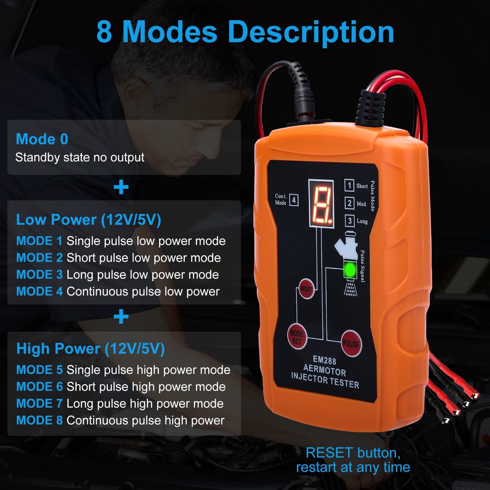 Multi-Mode 12V Fuel Injector Tester Cleaning Tools Kit Set DIY Cleaner & Adapter