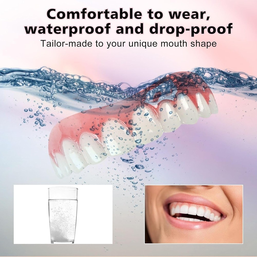 Silicone Reline Denture Set for Upper and Lower Teeth, Soft Comfortable Veneers