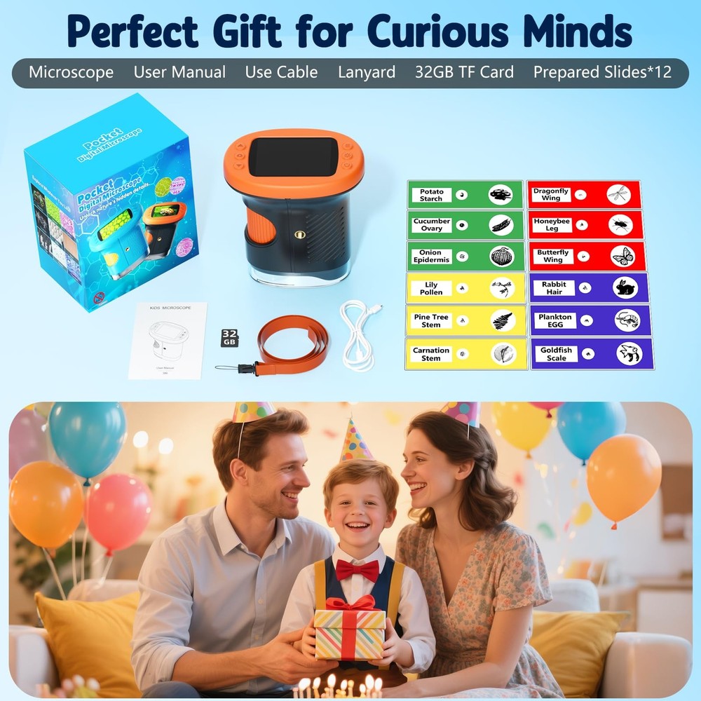 1000X Handheld Microscope for , 4K 2.4" Screen Digital Microscopes with 12 Sl...