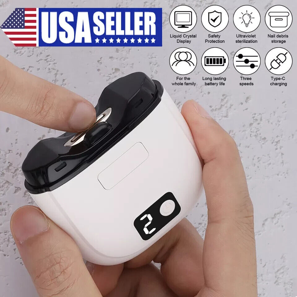 Safety Electric Automatic Nail Clippers Toe Thick Nails Cutter Pedicure White