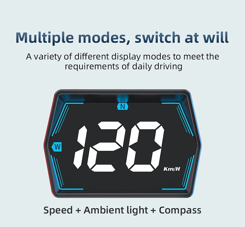 Car Digital Speedometer Head-up Display Security Overspeed Alarm Speed Compass