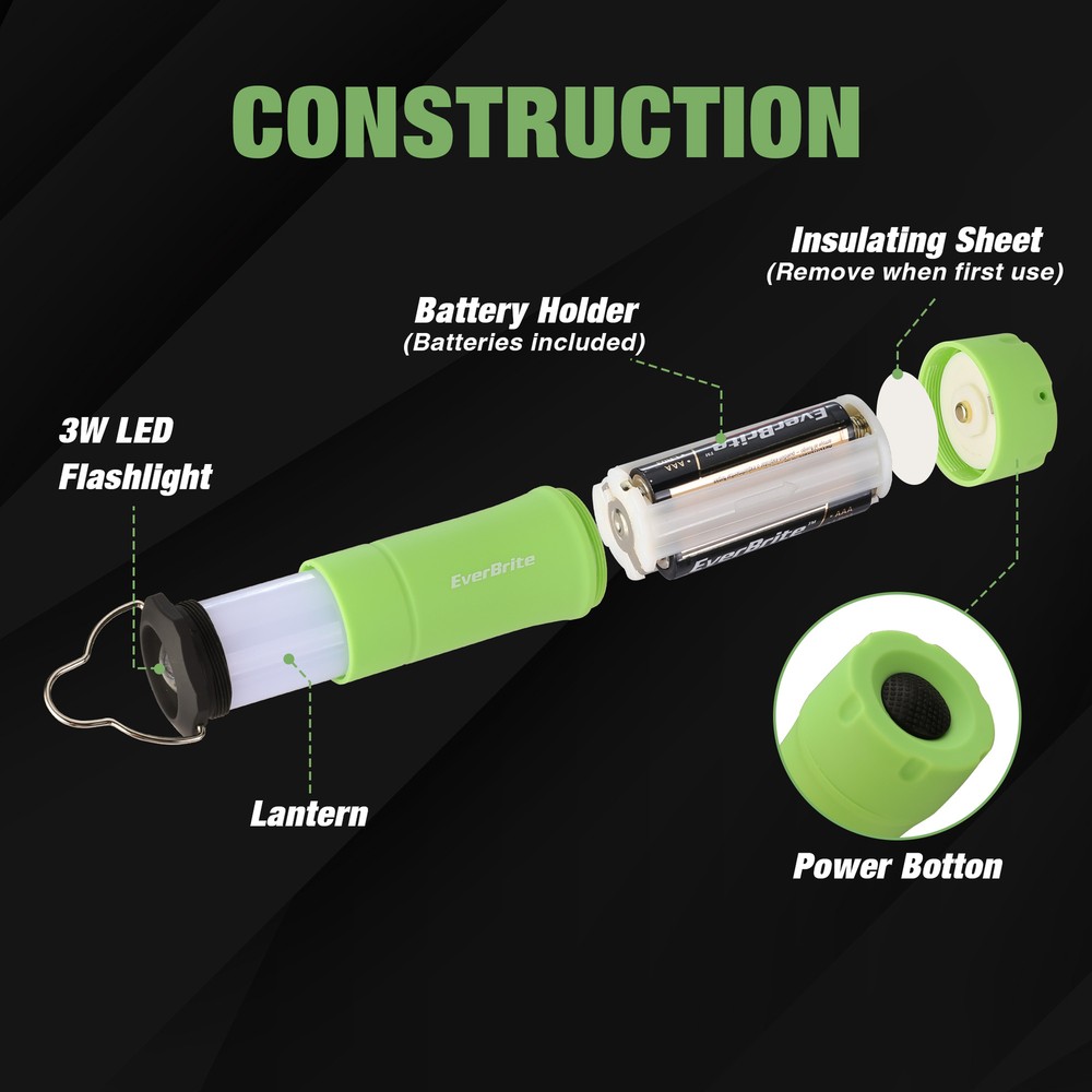 EverBrite 2-in-1 Mini Lanterns and Flashlights 2Pack Battery Powered Green
