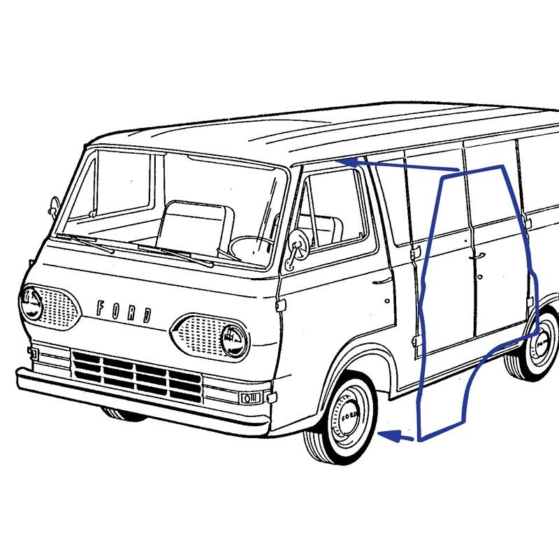 Door Seal Kit Front Doors 1961-67 Ford Econoline C1UZ-8920530-PR