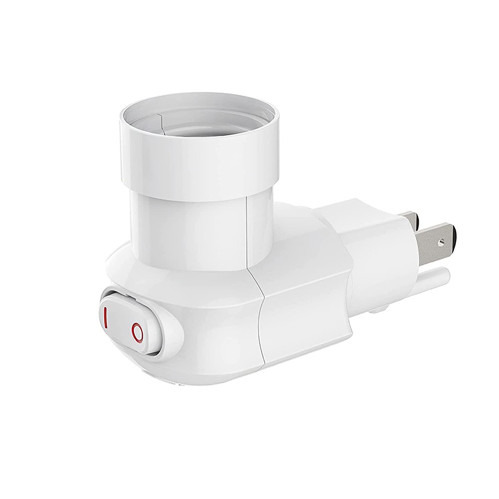 4X 360° Plug in Light Socket Outlet to Light Bulb 3-Prong Outlet Socket Adapter