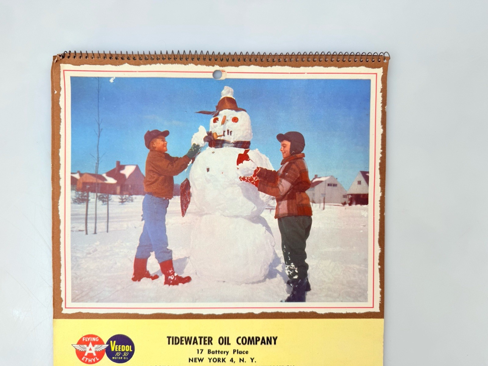 1957 Seasons Greetings Tydol Veedol Flying A Ethyl Oil Advertising Calendar NY