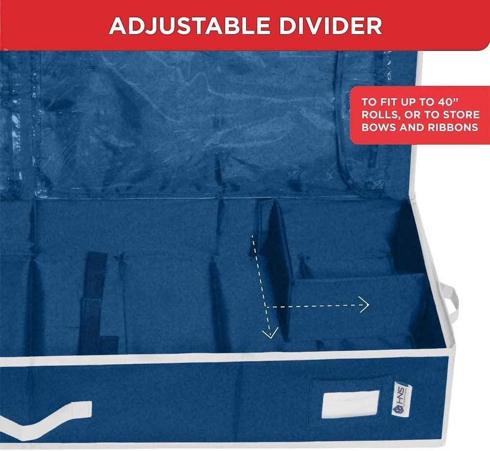 Underbed Gift Wrap Storage – 600D Organizer for Holidays, Dark Blue