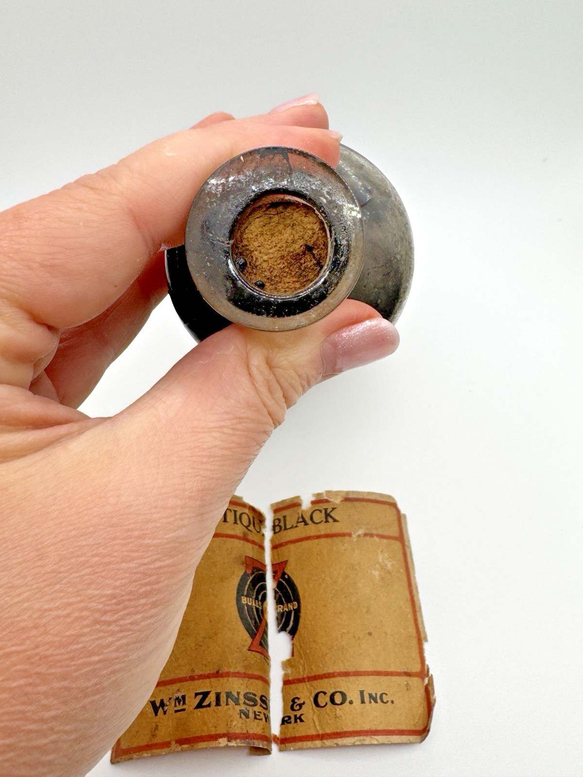 RARE! Antique Ink Bottle Wm. Zinsser New York Antique Black w/Original Label