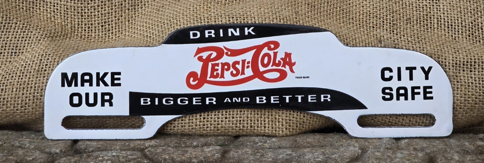 VINTAGE DRINK PEPSI COLA LICENSE PLATE TOPPER 11" X 5".