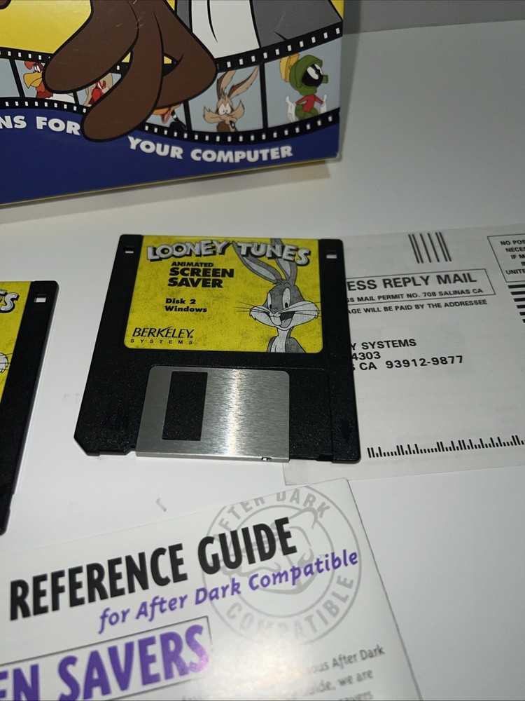 Looney Tunes Animated Screen Saver 1995 Berkeley Systems 3.5" Floppy