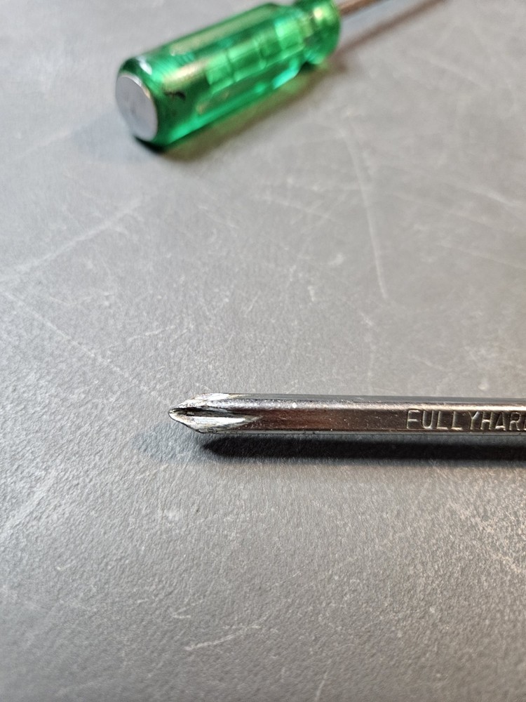 2 Vintage Fully Hardened Phillips Screwdrivers Impact Handles