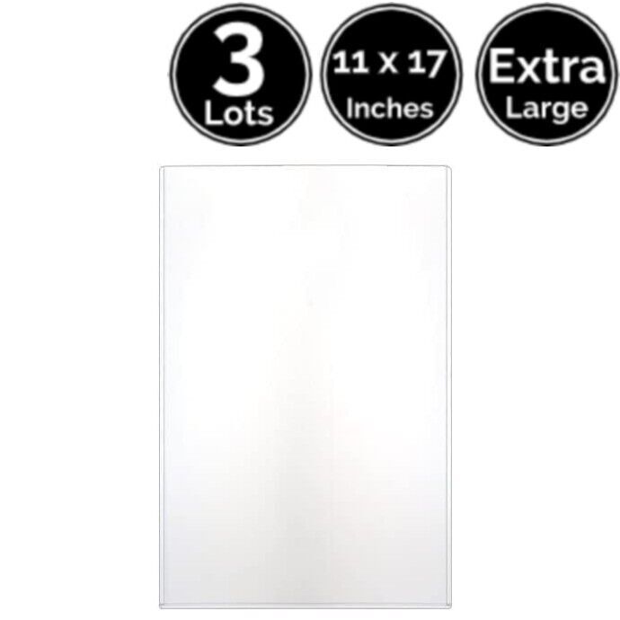 Extra Large Size Rigid Plastic Protector Sleeve For Poster 3 Lots 11 x 17 INCH