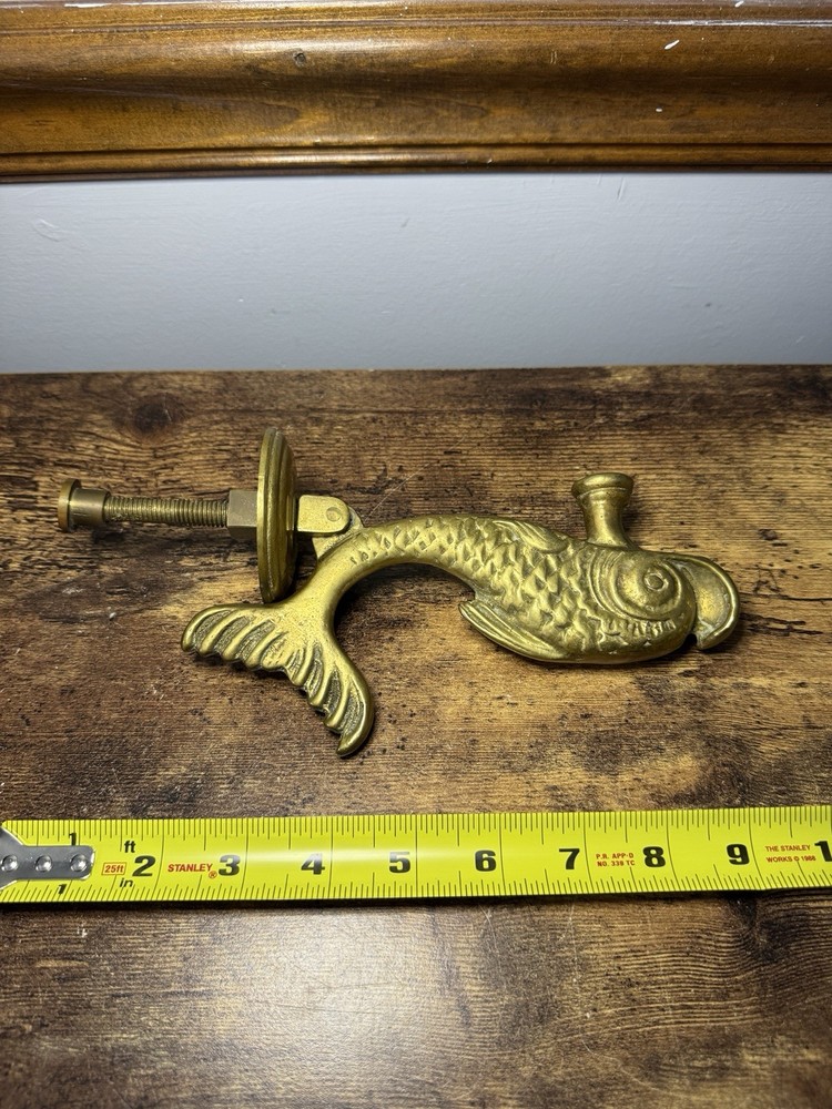 Vintage Solid Brass Metal Fish / Koi Style Door Knocker