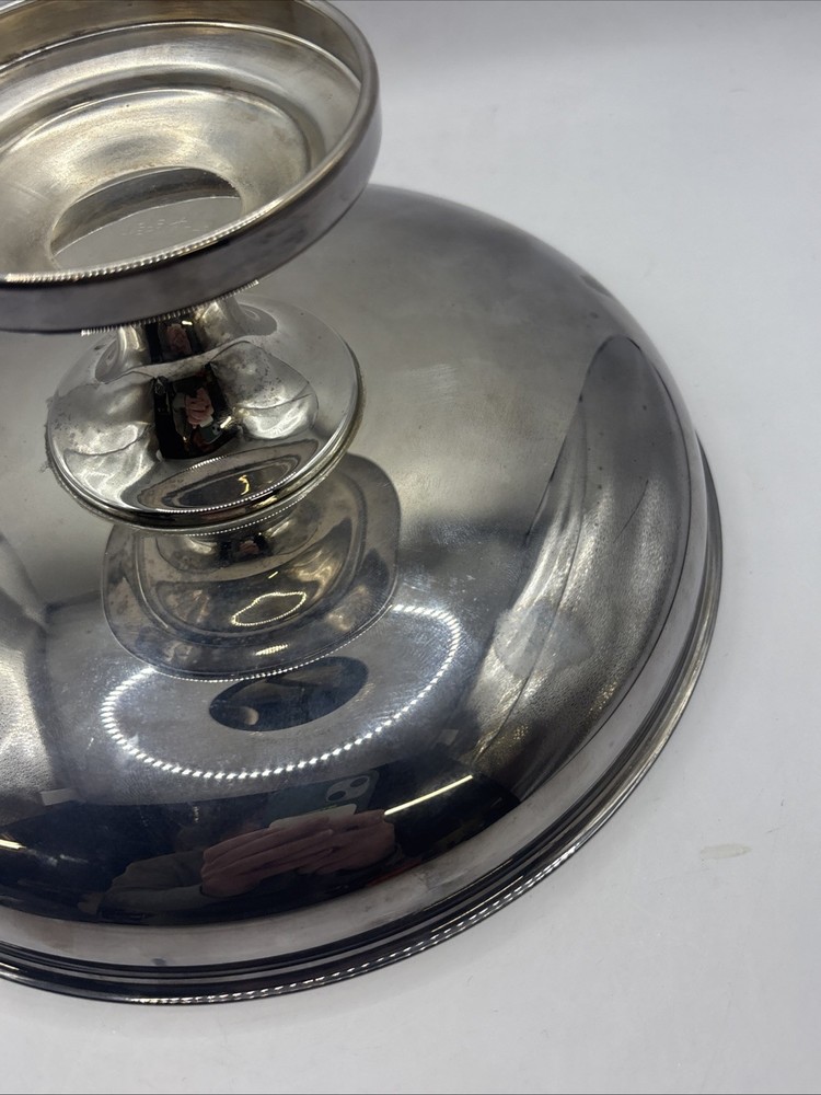 VTG Oneida Silversmith Cherry Ruby Red Enamel Pedestal Serving Bowl 1960s 9”