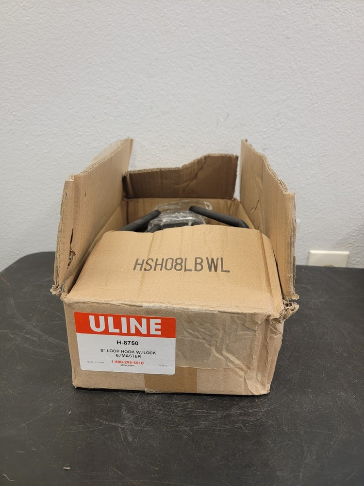 (6) Uline Loop Hook for Industrial Slatwall - 8" H-8750