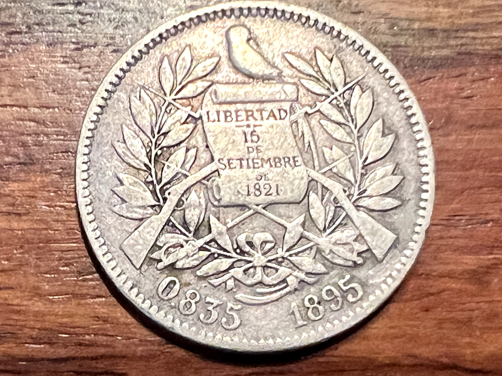 T2: Guatemala 1895 .830 Silver 2 Reales