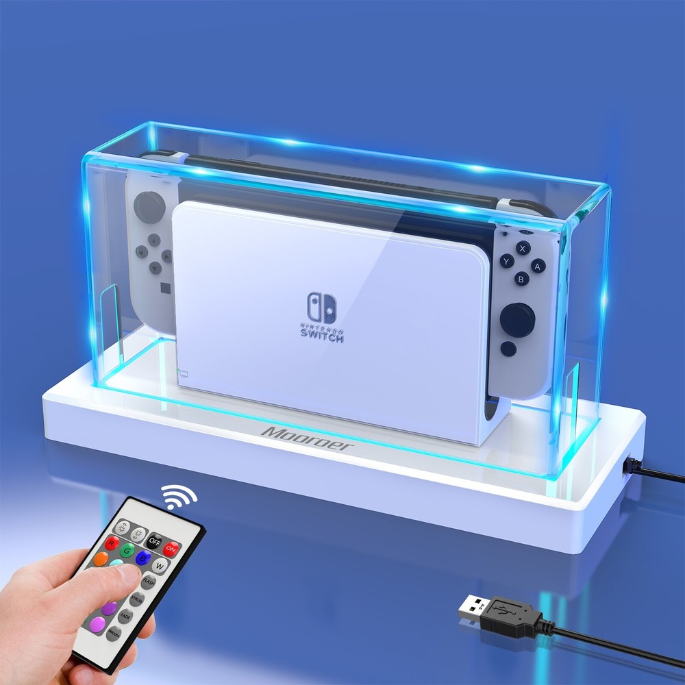Nintendo Switch/OLED Anti-Scratch Slim Dock Case with 16 LED Colors Light Base