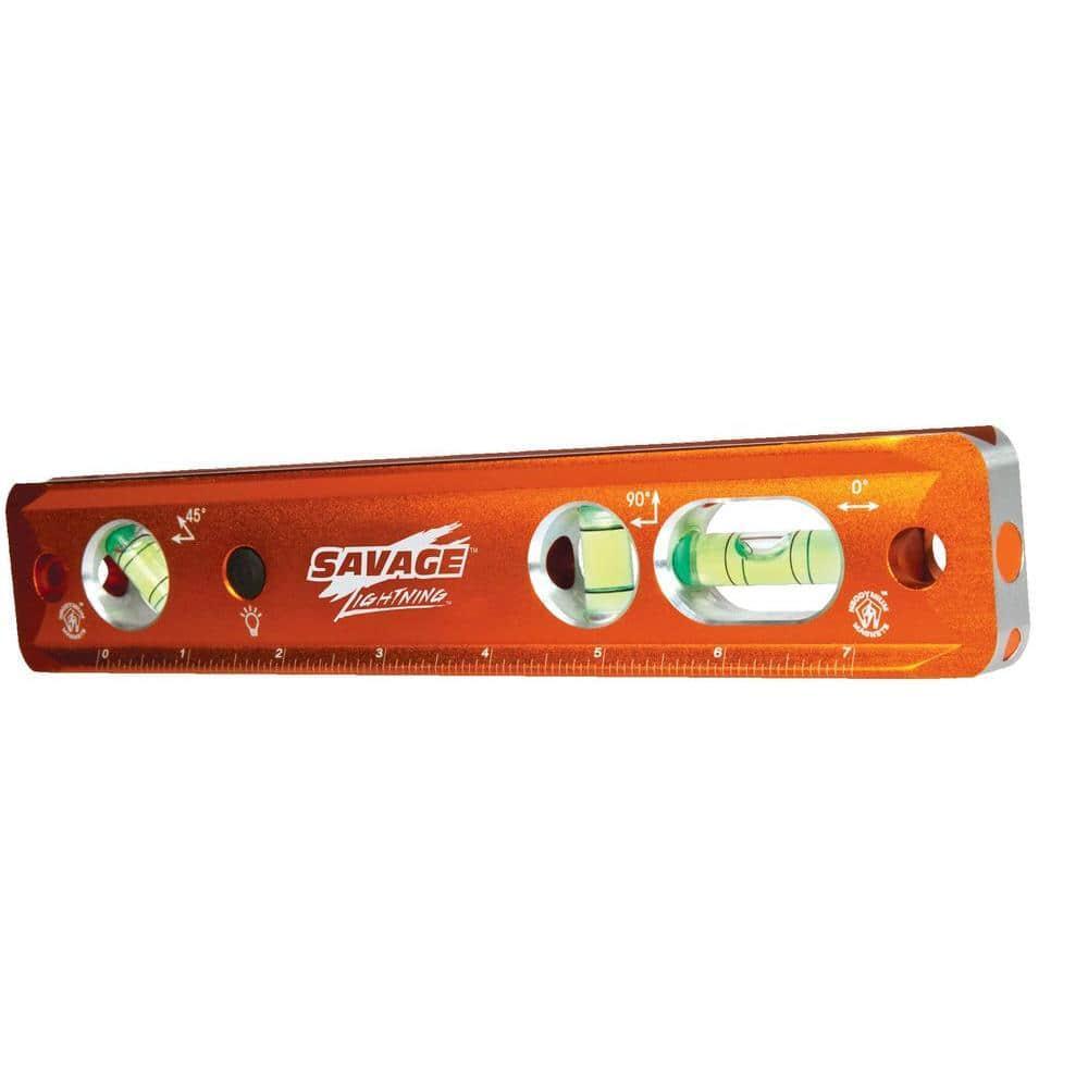 Savage Torpedo Level Leveling Measuring Tool 9 Inch Lightning Lighted Magnetic