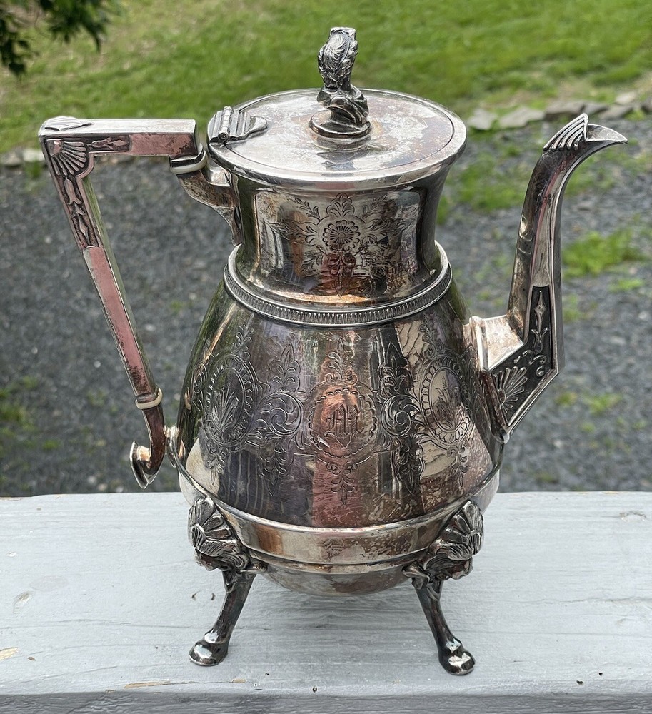 Antique Silverplate Webster Mfg. Co. Teapot Neoclassical Art Deco Figural Bust
