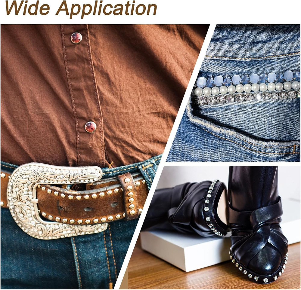 60 Sets Rhinestone Rivets, 8Mm Leather Rivets Crystal Rivets Stud Rapid Double C