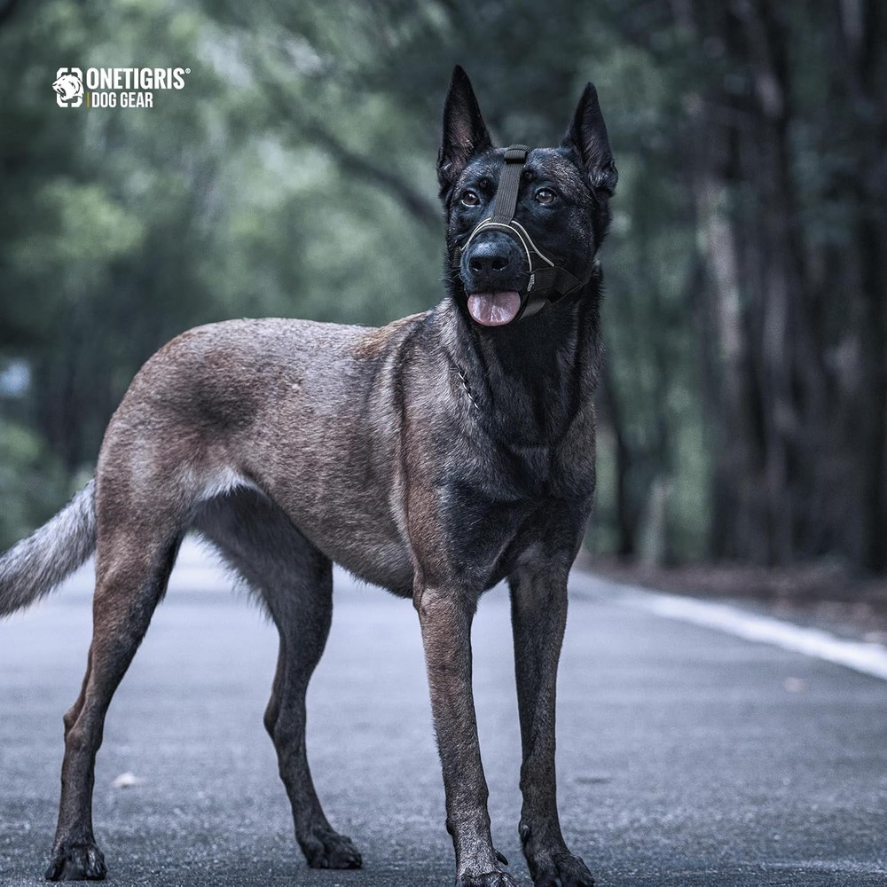 OneTigris Dog Muzzle,Soft Nylon Muzzle Anti Biting Barking L, Black