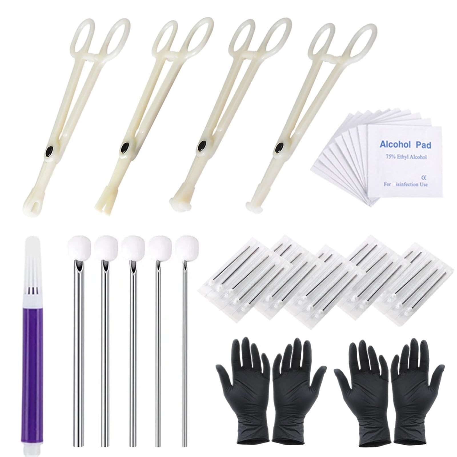 Body Piercing Kit  42pcs Piercing Needles Clamps Kit Mix Needles 12G 14G 16G ...