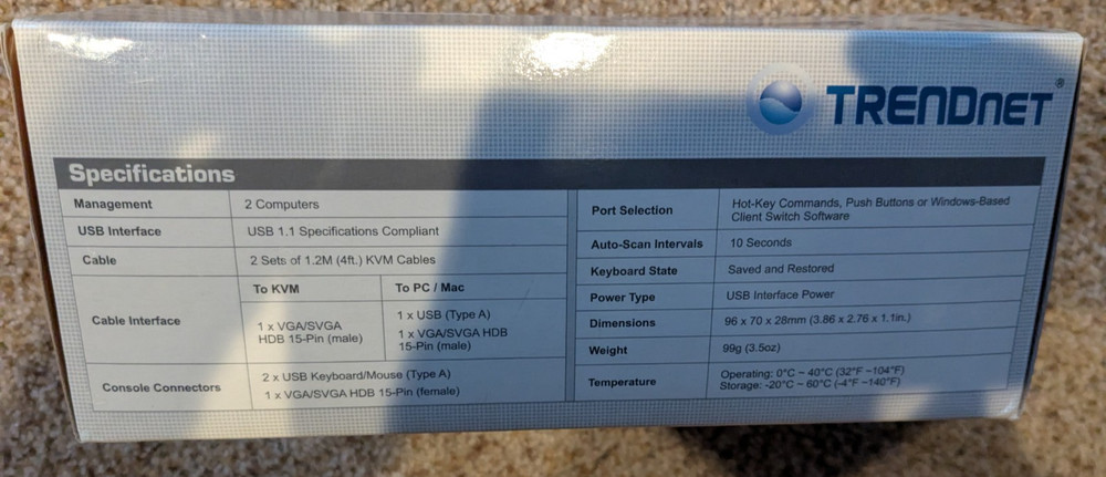 TRENDNET KVM TK-207K 2-port USB KVM Switch Kit