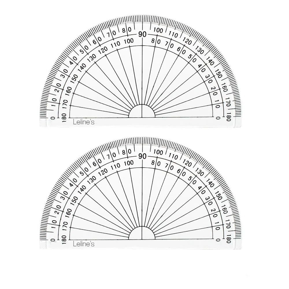 2 PCS Plastic Protractor 4 Inch Student Math Clear Protractors