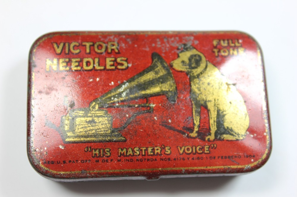 Antique VICTOR Needles Tin - Empty - His Masters Voice - Full Tone