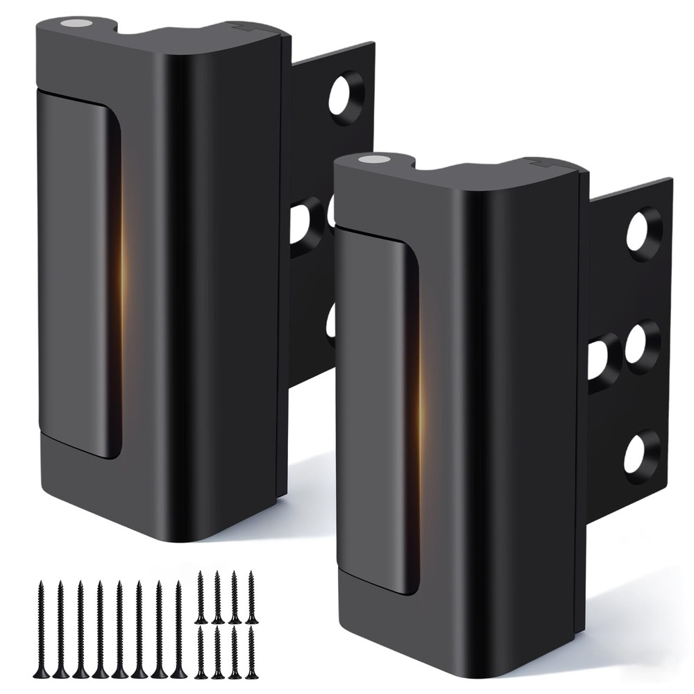 2 Pack Home Security Door Reinforcement Lock, Locks for Kids Black