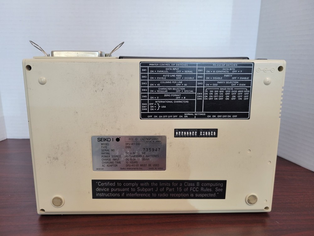 Seiko Instruments TTC Acterna PR-40A Thermal Printer w/ AC Adapter and Cable #04