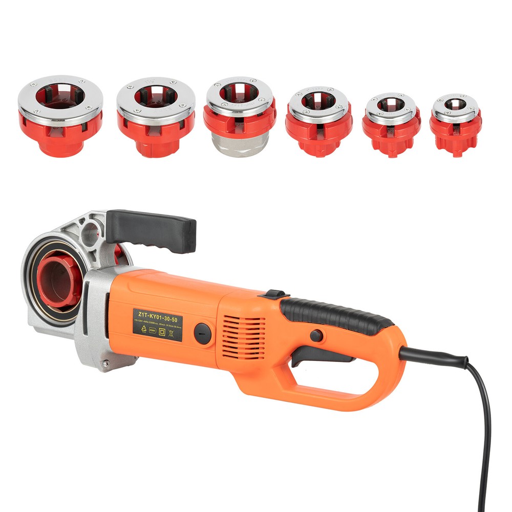 Compact Electric Pipe Threading Machine with 6 Dies, 2300W Power