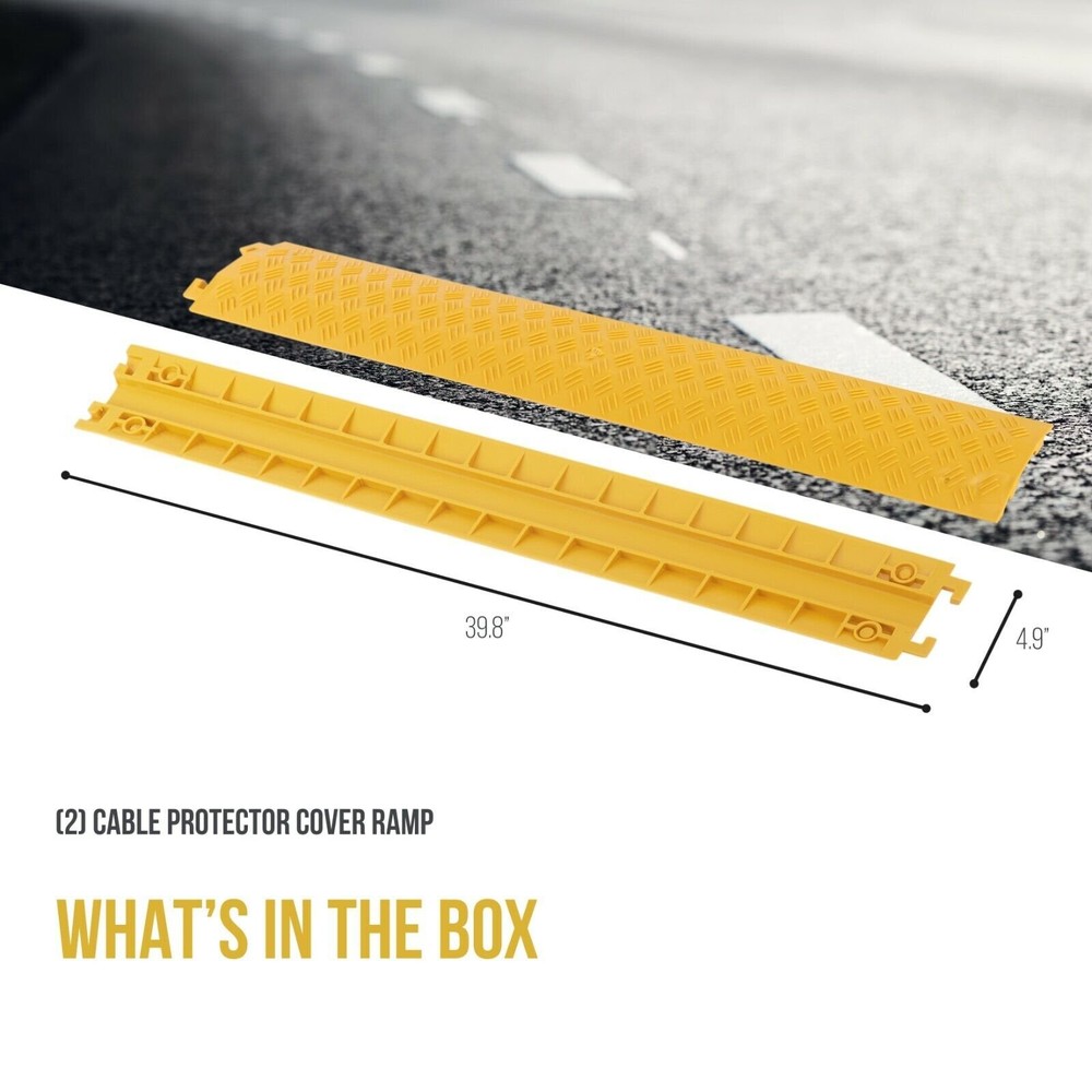 Pyle Heavy Duty Modular Drop Over Cable & Hose Protector Ramp, 2,000 lbs