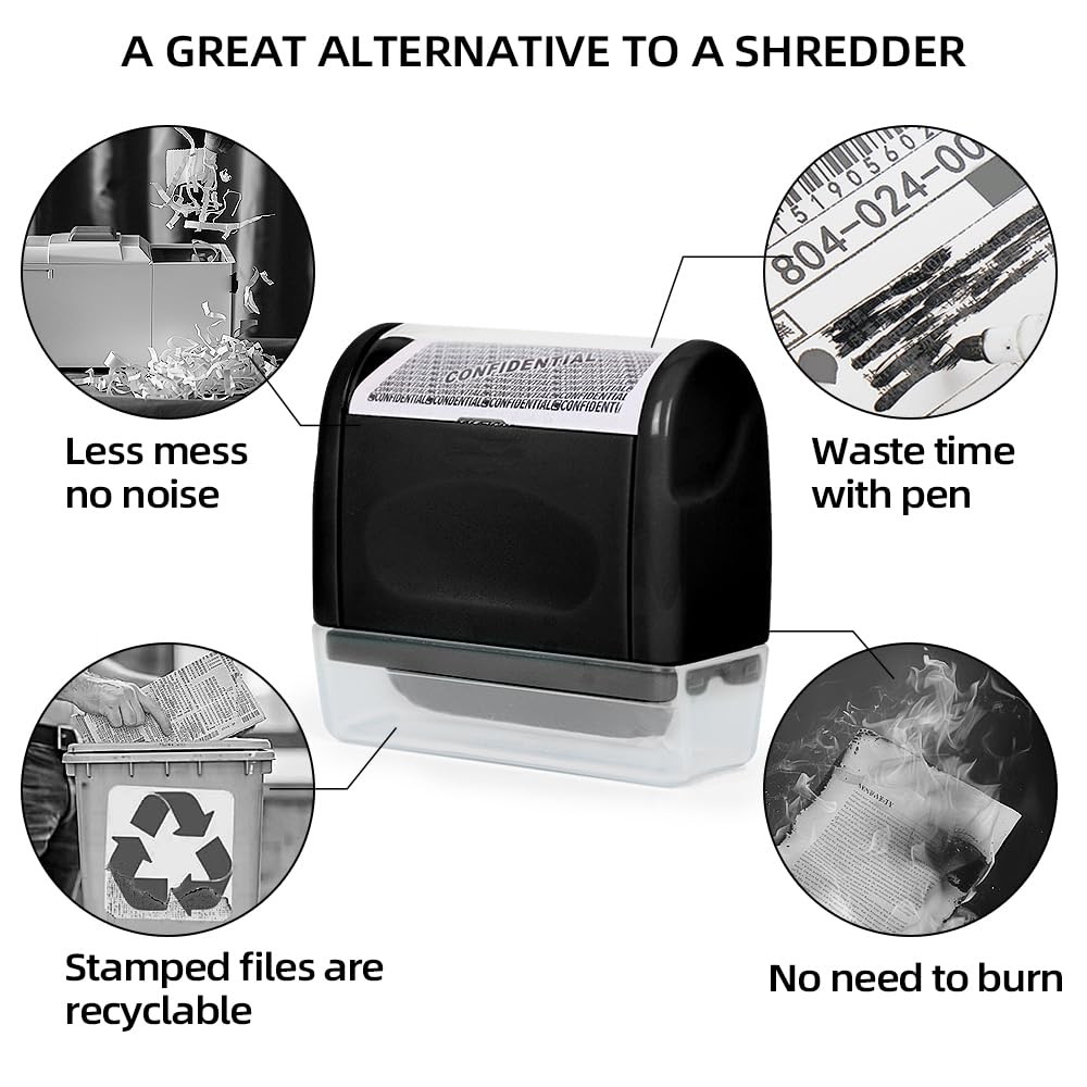 Identity Theft Protection Roller Stamp with Refill Ink - Confidential Roller ...