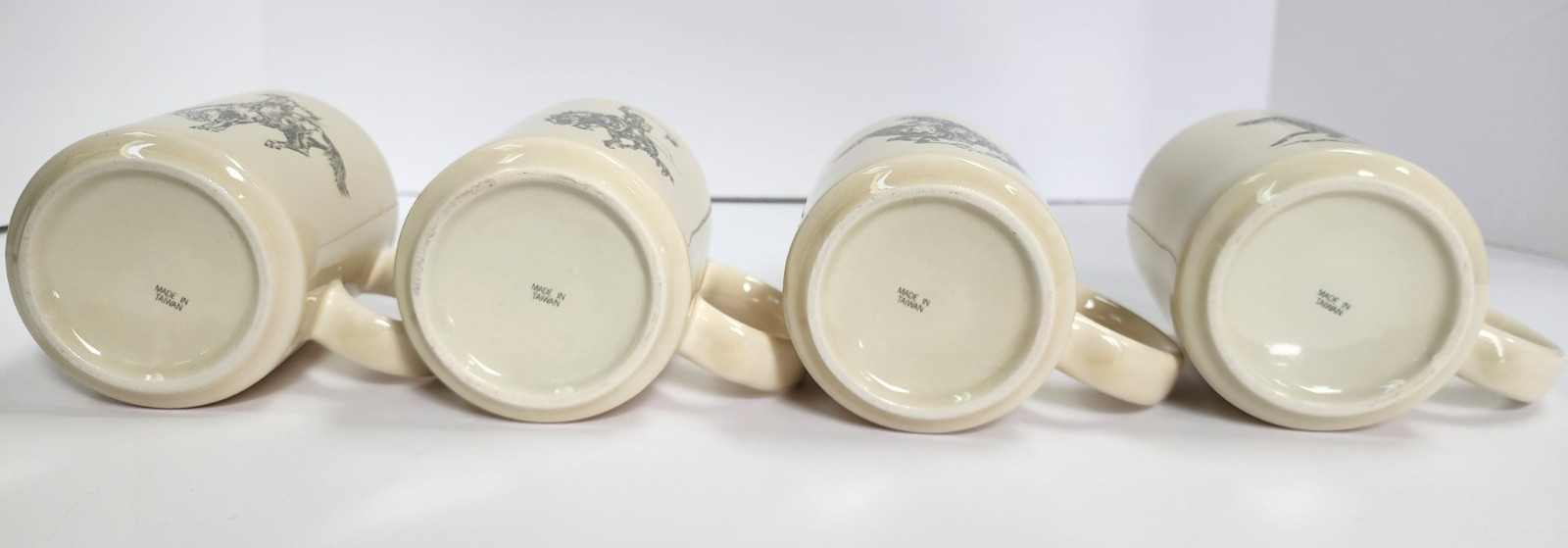 VTG Marlboro/Cowboy/Remington Art Ceramic COFFEE MUG SET OF 4 Cream