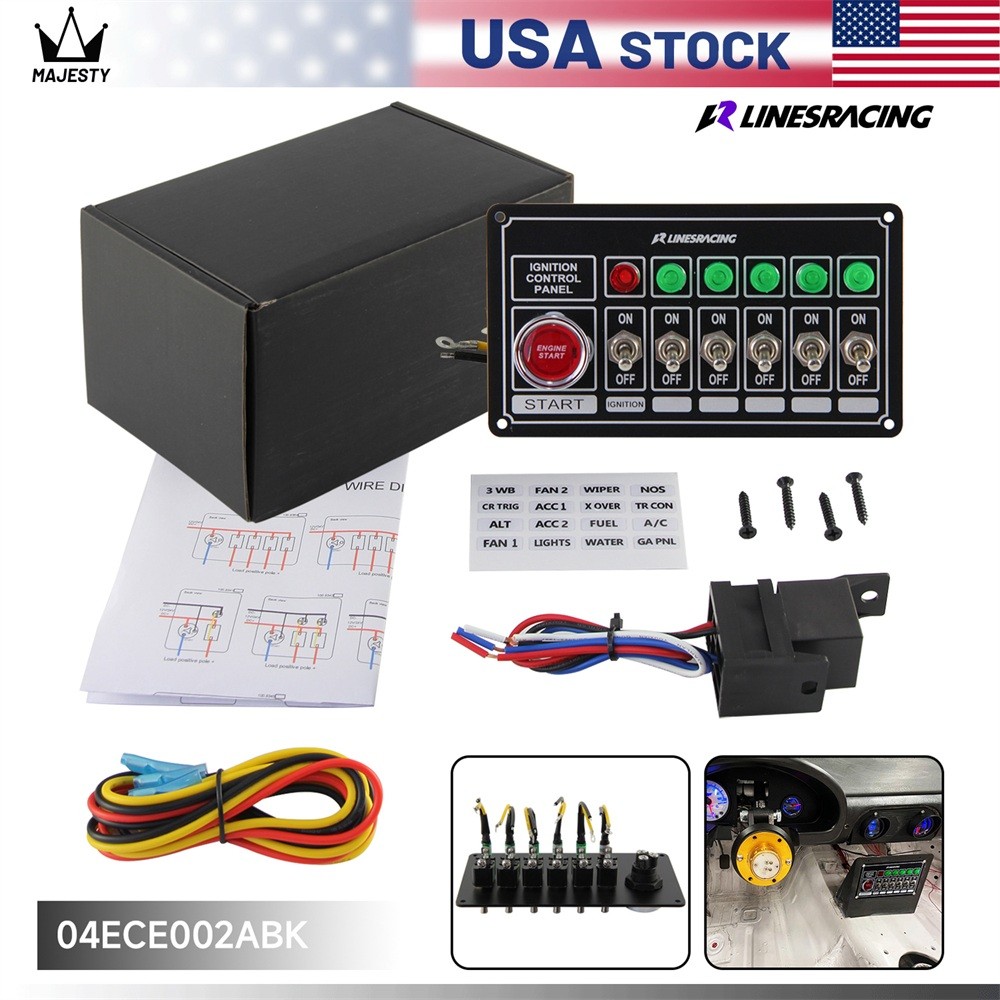 LR Racing Switch Panel Ignition Engine Start 6 Switch & Lights Switch Panel BK