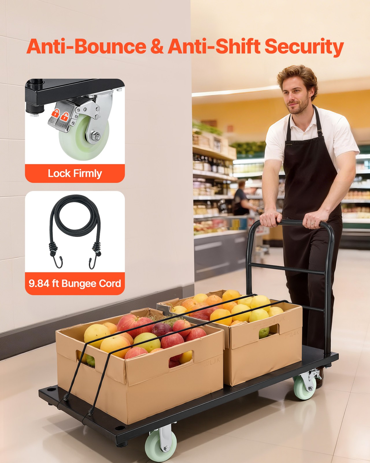 VEVOR Heavy Duty Platform Truck 2000 lbs Industrial Hand Truck Cart with Wheels