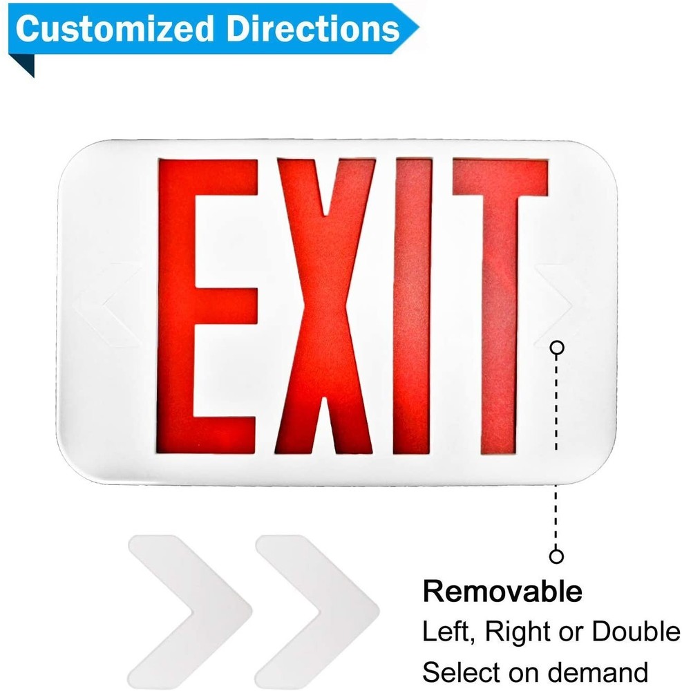 UL Listed 6 Packs Red&Green Led Exit Sign & Exit Light with Battery Backup Combo
