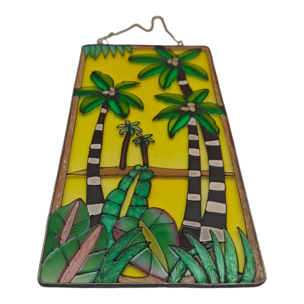 Palm Tree Stained Art Glass Hanging Sun Catcher