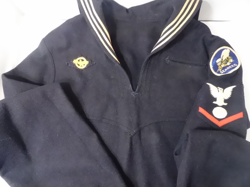 Vintage U.S.Navy Seabees Wool Uniform Shirt/Top & Hat